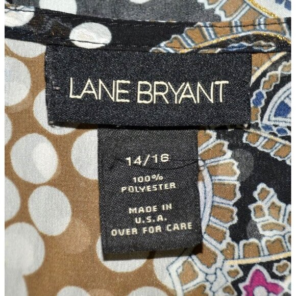 Lane Bryant Mixed Print Floral & Polka Dot Sheer Wrap Blouse Top Size 14W 16W - Picture 12 of 13